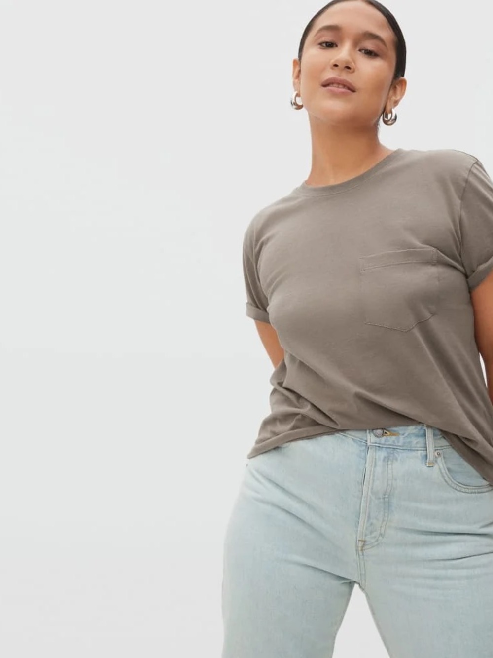 Everlane The Box-Cut Tee in Essential Cotton (Pocket) - Clay